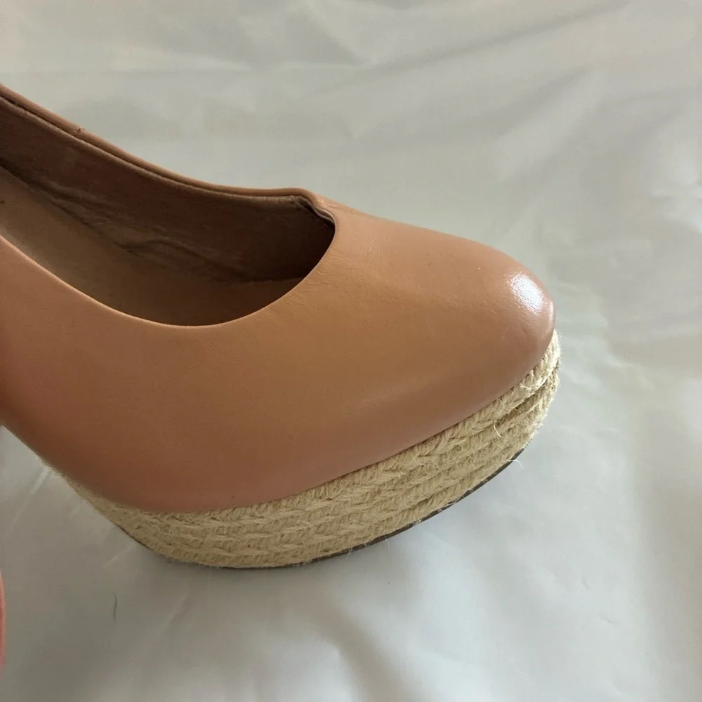 For Love & Lemons X  Raye Harper Nude Platform Heels Revolve EU 36/ US 6-6.5